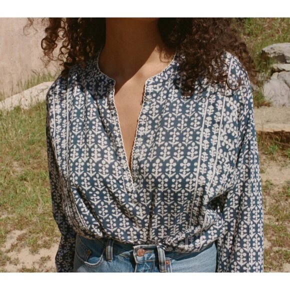 💕DOEN💕 Suri Top ~ Soledad Bloom Blue XL NWT - Picture 5 of 16